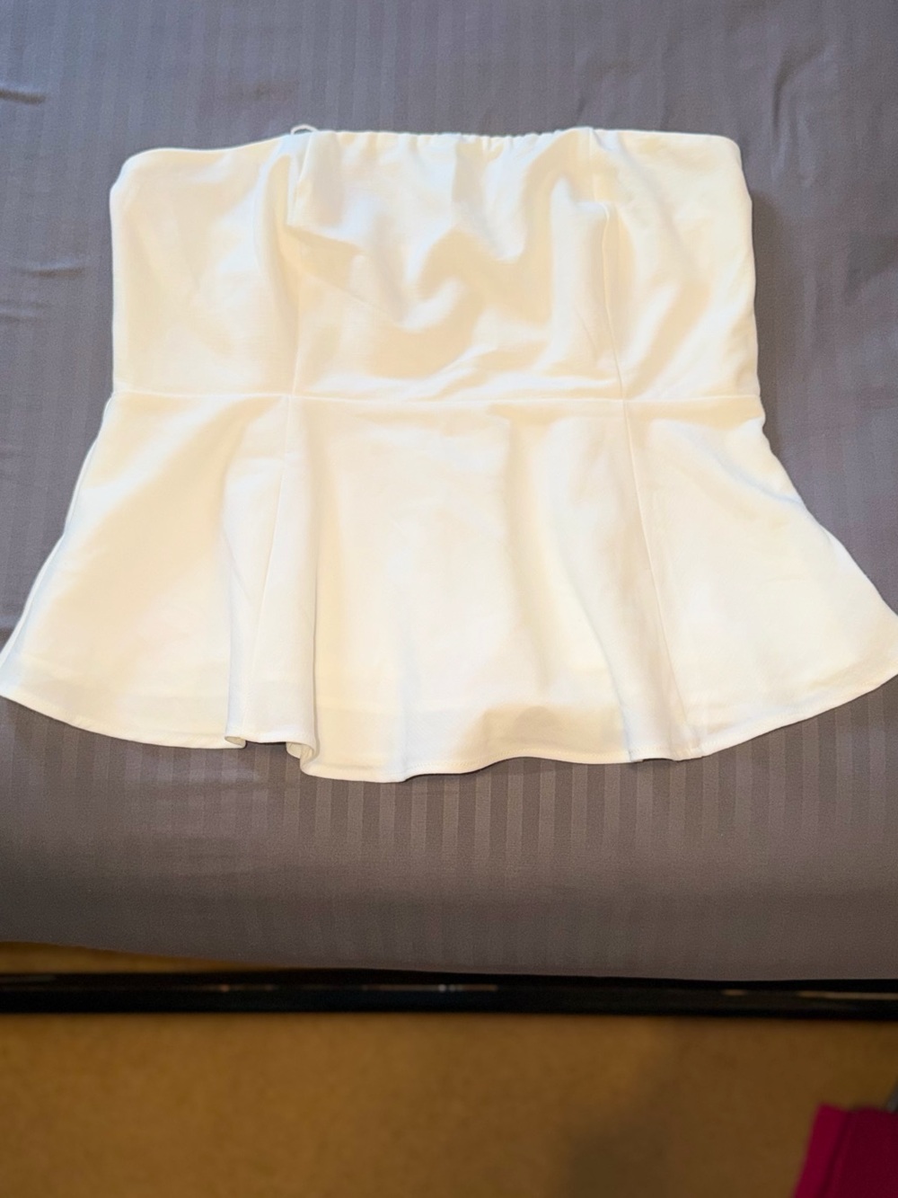 INC International Concepts White Strapless Peplum Top